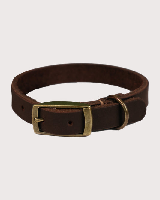 Furbeez Pet Accessories : Brown Leather Dog Collar Large