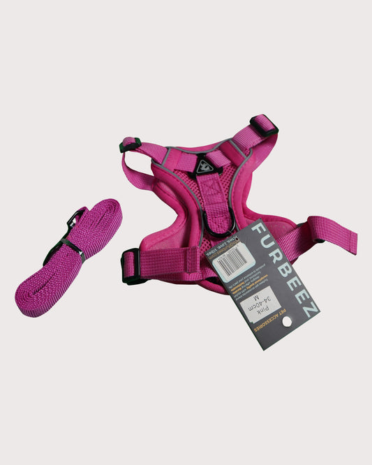 Furbeez Pet Accessories : Dog Harness Pink/Medium