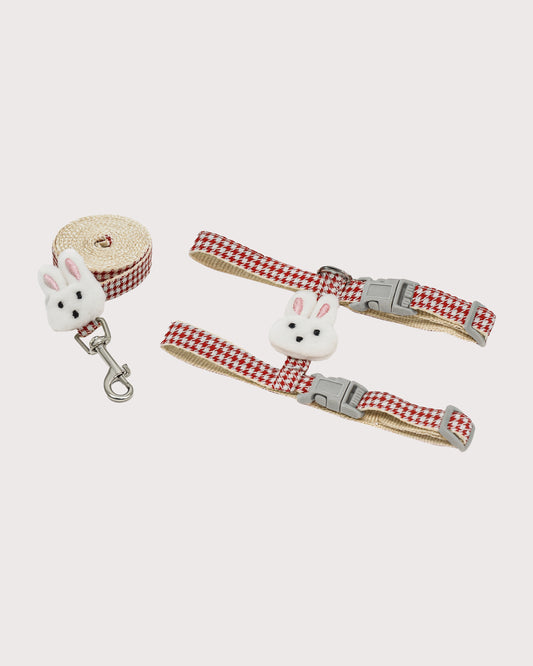 Furbeez Pet Accessories : Red Bunny Harness & Leash Set L