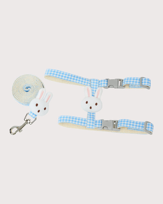 Furbeez Pet Accessories : Blue Bunny Harness & Leash Set M