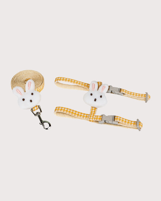 Furbeez Pet Accessories : Yellow Bunny Harness & Leash Set M