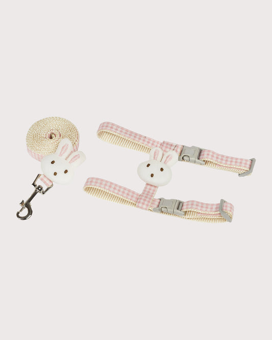 Furbeez Pet Acccessories : Pink Bunny Harness & Leash Set L