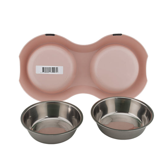 Furbeez Pet Accessories : Dual Pet Bowl /Pink Furbeez