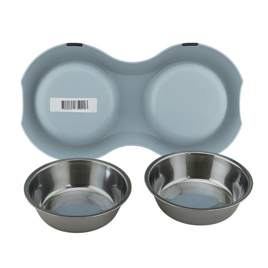 Furbeez Pet Accessories : Dual Pet Bowl/Green