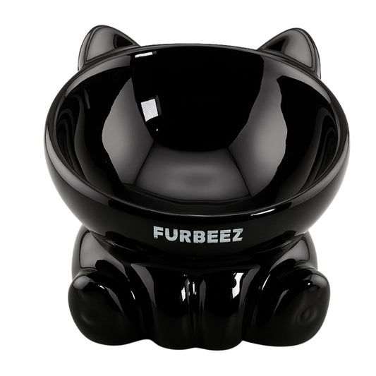 Furbeez Pet Accessories : Ceramic Pet Water/Food Bowl Black