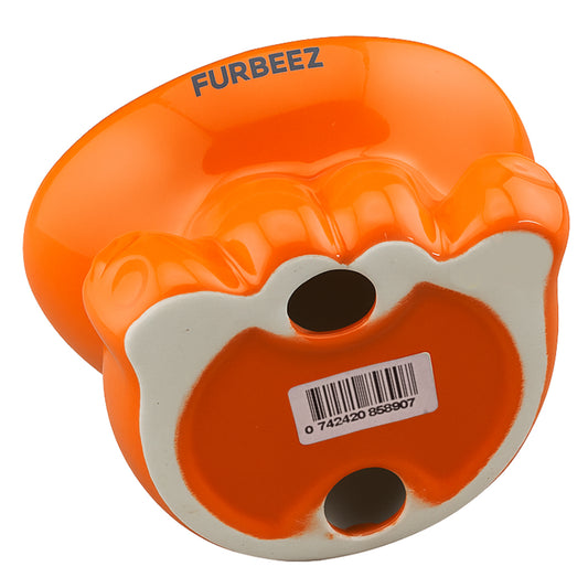 Furbeez Pet Accessories : Ceramic Pet Water/Food Bowl Orange
