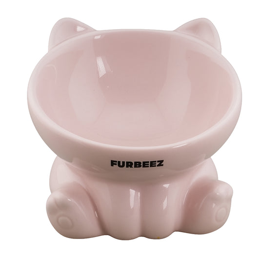 Furbeez Pet Accessories : Ceramic Pet Water/Food Bowl Pink