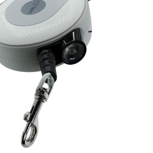 Furbeez Pet Accessories : Retractable leash Gray/White Medium