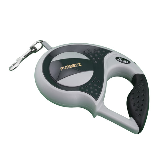 Furbeez Pet Accessories : Retractable leash Gray/Black Large