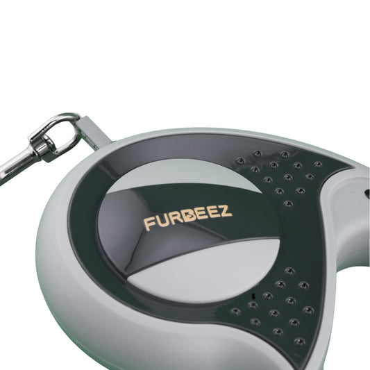 Furbeez Pet Accessories : Retractable leash Gray/Black Large