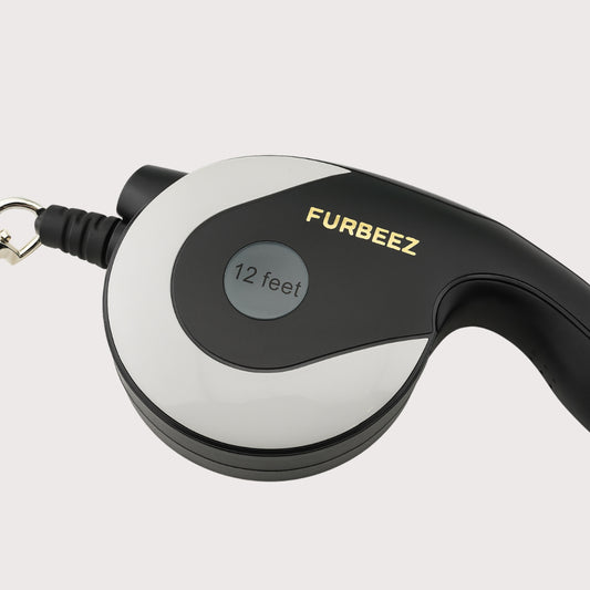 Furbeez Pet Accessories : Retractable leash Black/Gray medium