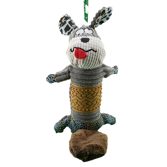 Furbeez Dog Toy: Gray Squeaky Peaver Toy Furbeez