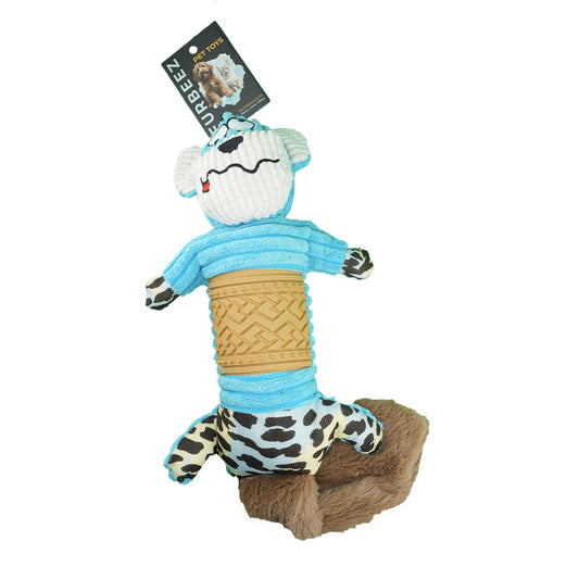 Furbeez Dog Toy: Blue Squeaky Peaver Toy Furbeez