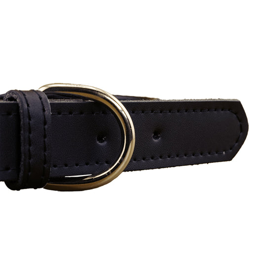 Furbeez Pet Accessories : Black Leather Classic Soft Dog Collar Collar Large Furbeez