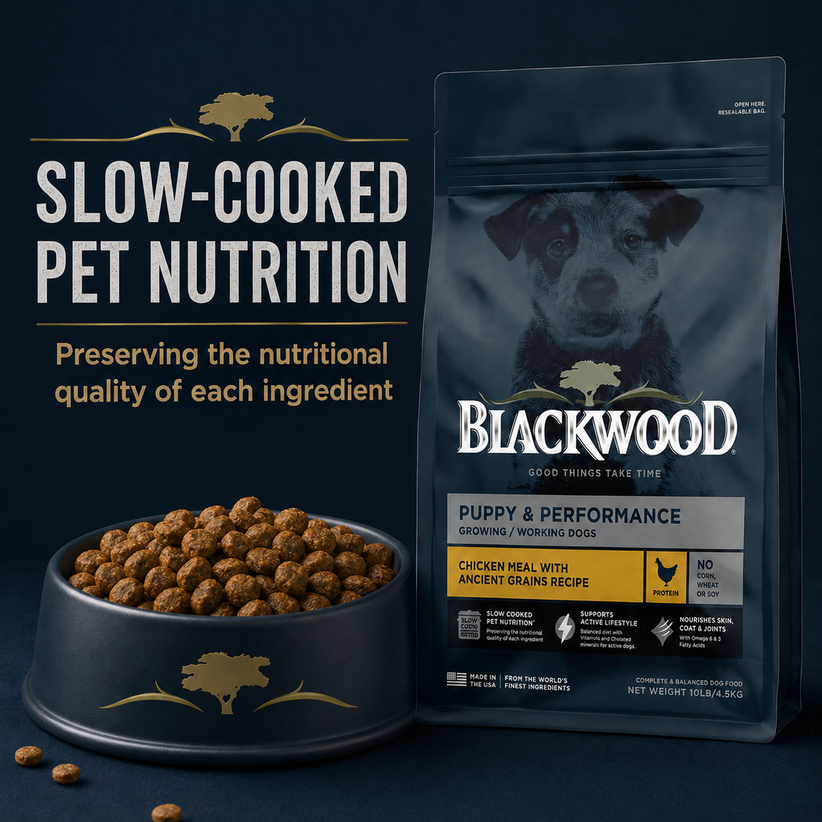 Blackwood Puppy & performance Chicken meal with ancient grain Recipe/ 4.5 kg