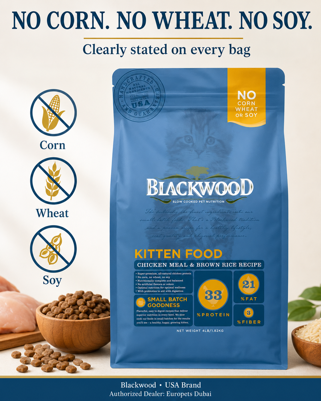 Blackwood Chicken Meal & brown rice Recipe all life stages Kitten Food / 1.82 kg