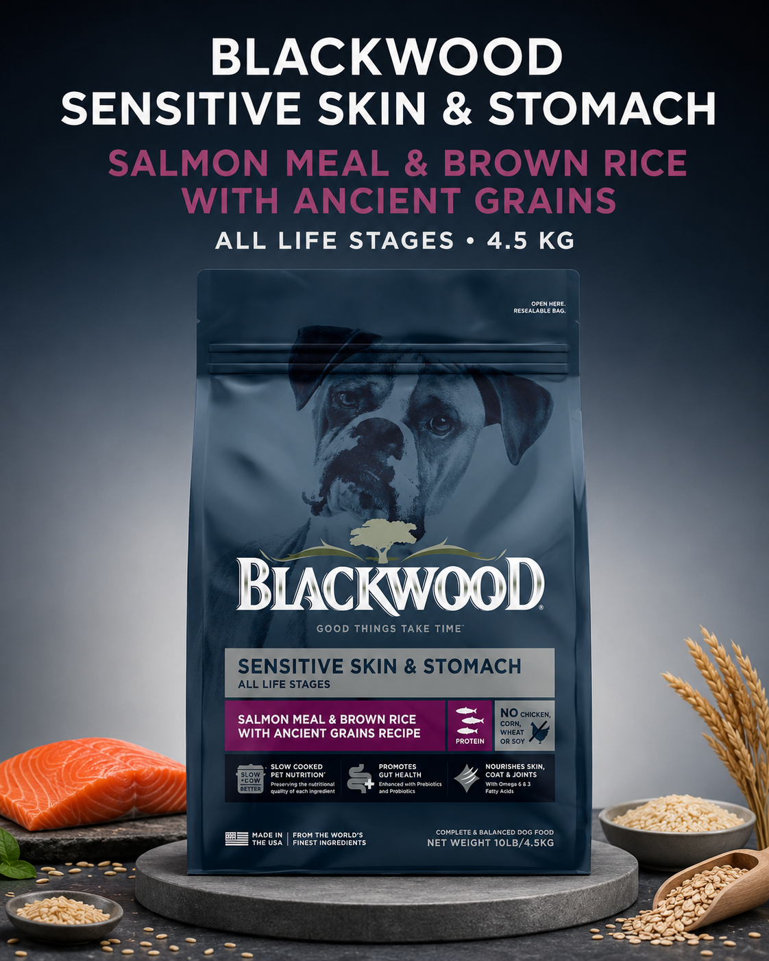 Blackwood Salmon Meal & brown Rice with ancient grains Recipe All life stages dog/ 4.5 kg