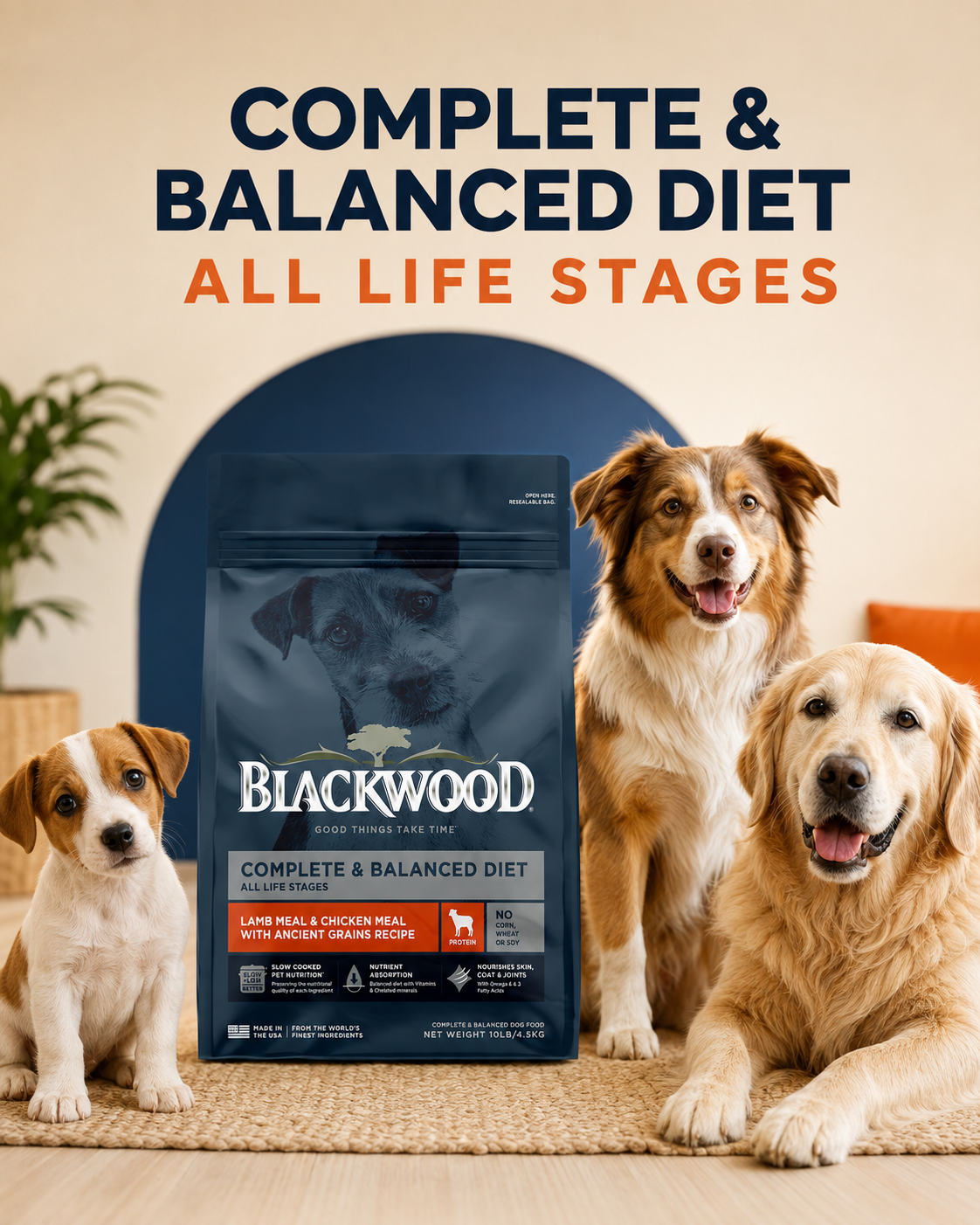 Blackwood Lamb Meal & Chicken meal with ancient grain Recipe All life Stages/ 4.5 kg