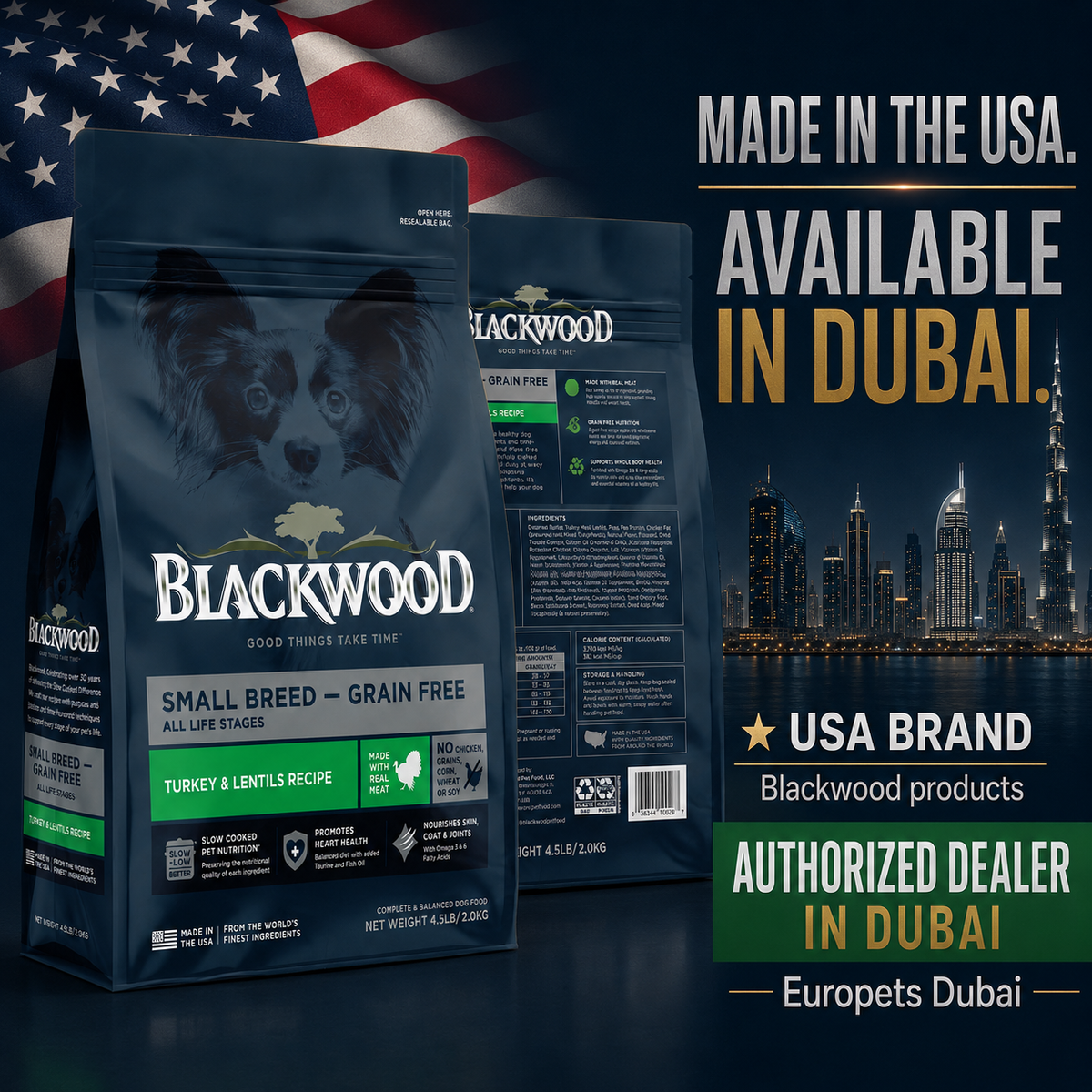 Blackwood Small Breed Grain free Turkey & Lentils Recipe All life stages dog food/ 2 kg