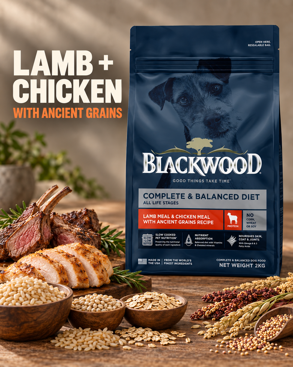 Blackwood Lamb Meal & Chicken meal with ancient grain Recipe All life Stages/ 2kg