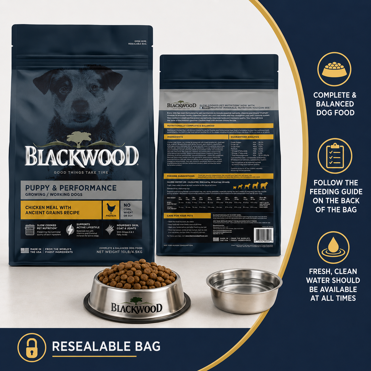 Blackwood Puppy & performance Chicken meal with ancient grain Recipe/ 4.5 kg