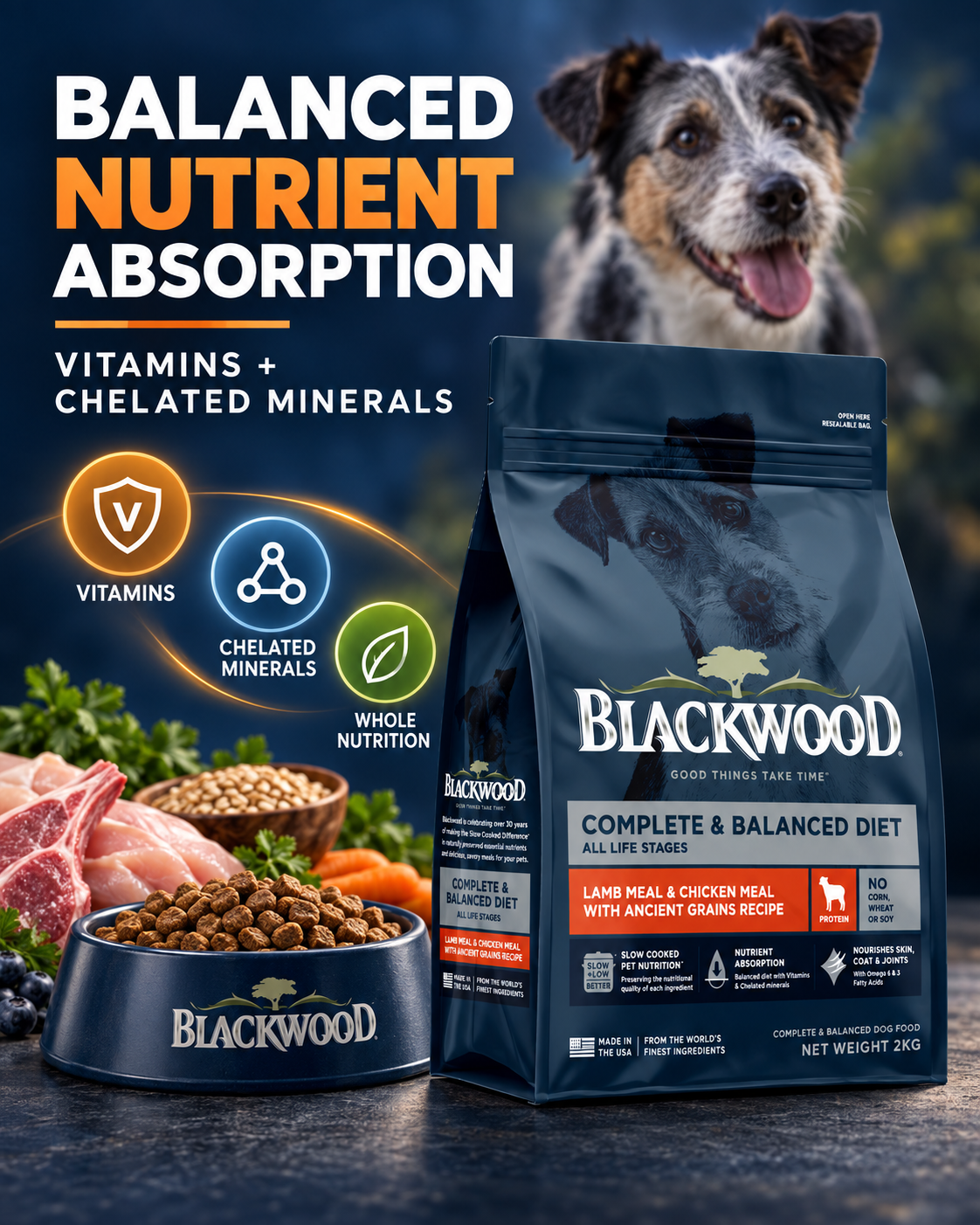 Blackwood Lamb Meal & Chicken meal with ancient grain Recipe All life Stages/ 2kg