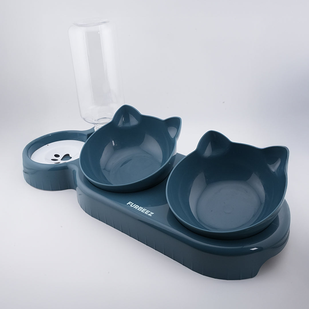 Furbeez Pet Accessories : PetDuo Set Water/Food Bowl Blue Furbeez