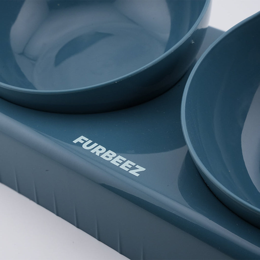 Furbeez Pet Accessories : PetDuo Set Water/Food Bowl Blue Furbeez