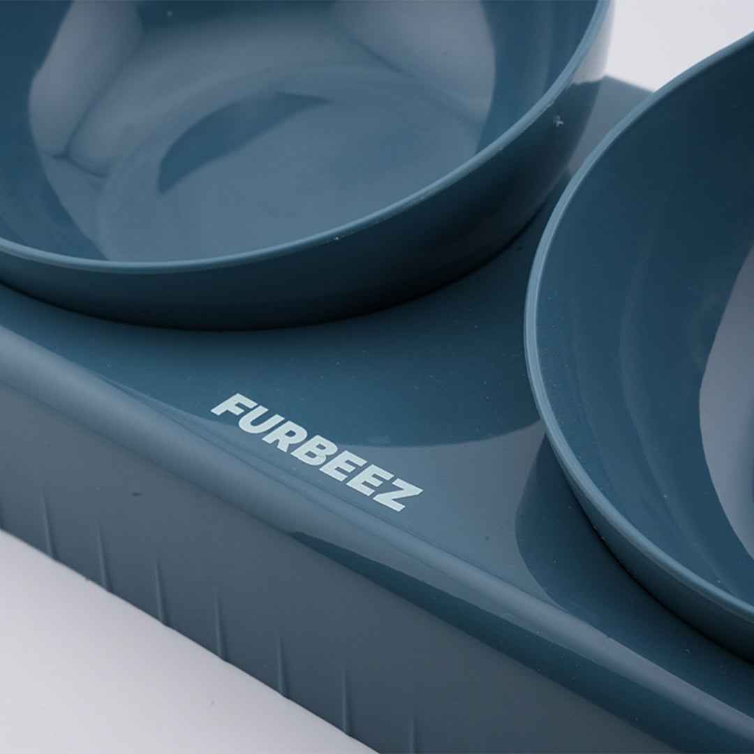 Furbeez Pet Accessories : PetDuo Set Water/Food Bowl Blue Furbeez