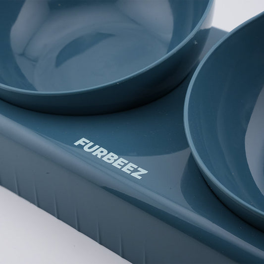 Furbeez Pet Accessories : PetDuo Set Water/Food Bowl Blue Furbeez