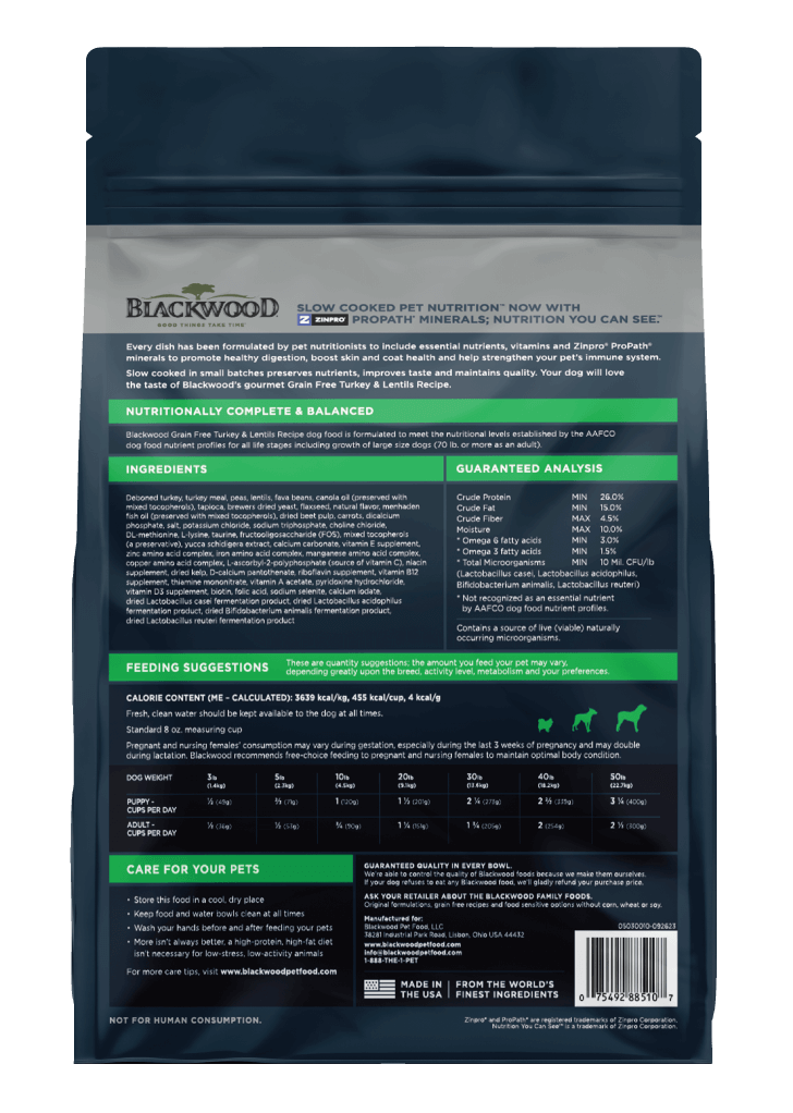 Blackwood Small Breed Grain free Turkey & Lentils Recipe All life stages dog food/ 4.5 kg
