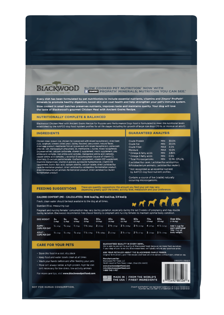 Blackwood Puppy & performance Chicken meal with ancient grain Recipe/ 4.5 kg
