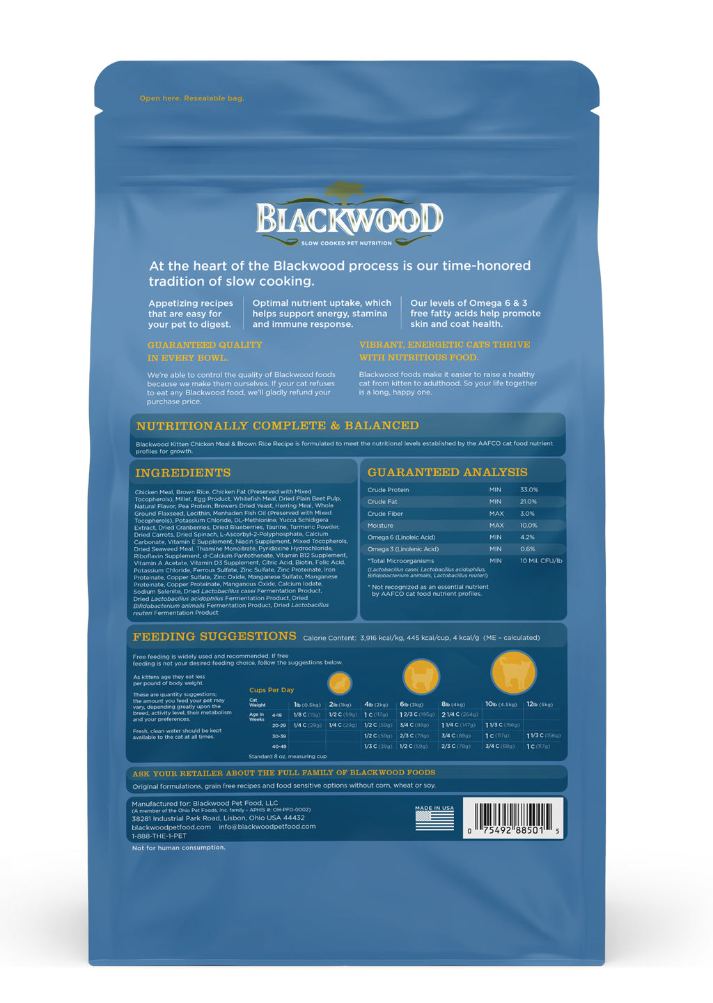 Blackwood Chicken Meal & brown rice Recipe all life stages Kitten Food / 1.82 kg
