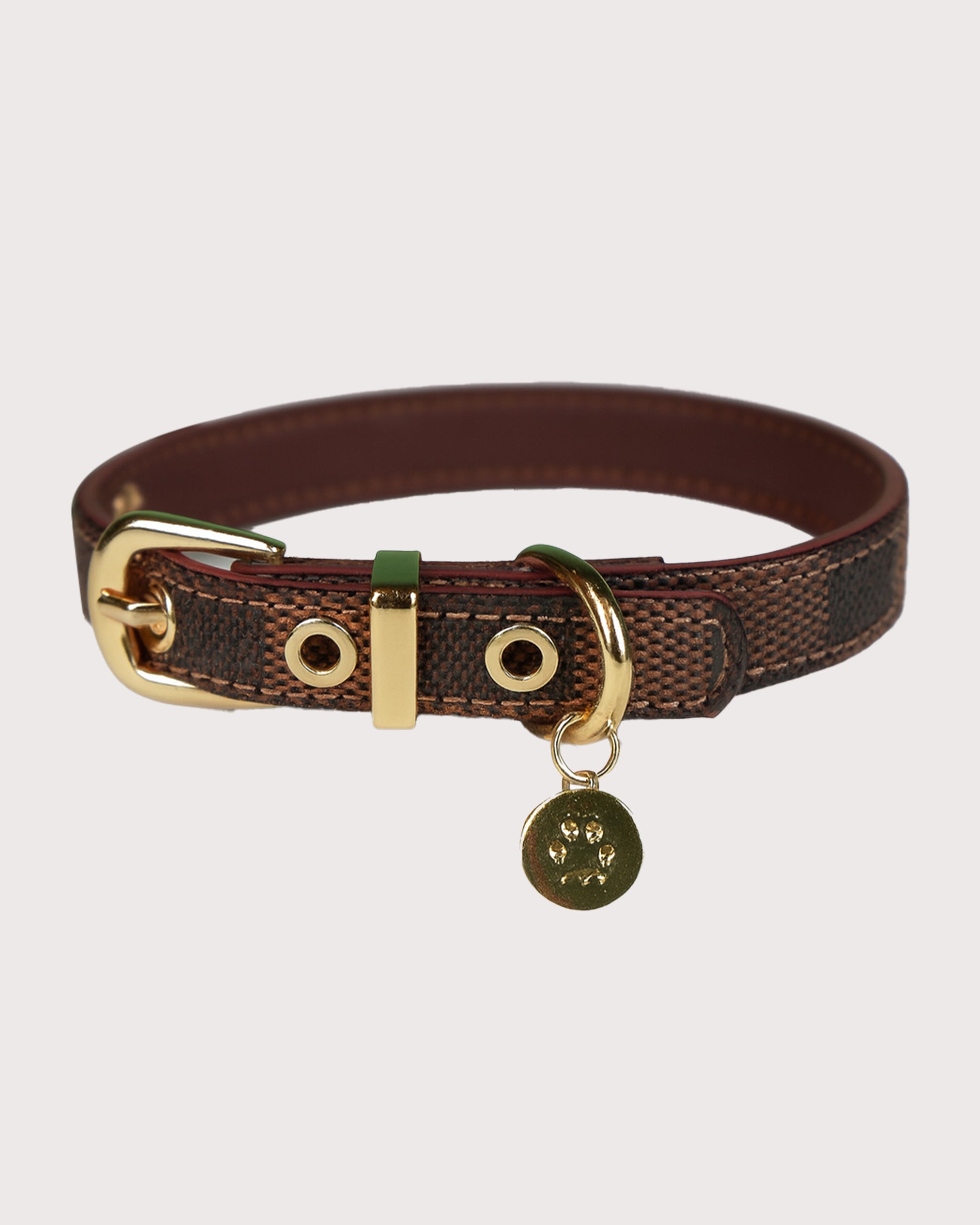Furbeez Pet Accessories : Brown Check Classy Dog Collar Large