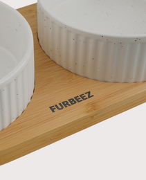 Furbeez Pet Accessories : Ceramic Dual Pet water Food Bowl White Furbeez