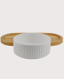 Furbeez Pet Accessories : Ceramic Dual Pet water Food Bowl White Furbeez