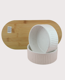 Furbeez Pet Accessories : Ceramic Dual Pet water Food Bowl White Furbeez