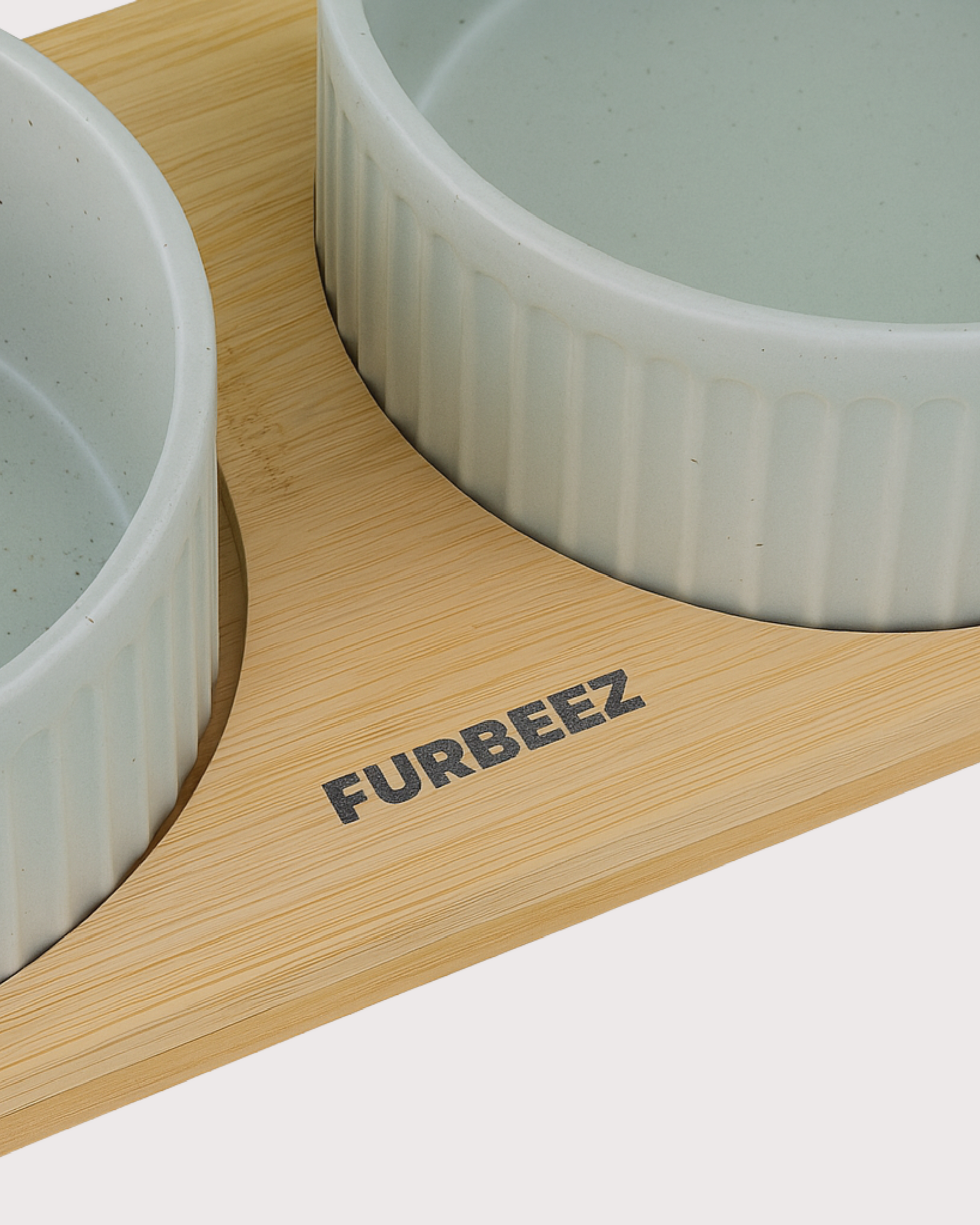 Furbeez Pet Accessories : Ceramic Dual Pet water Food Bowl Green Furbeez