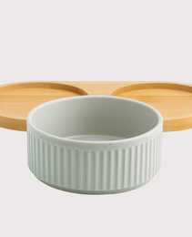 Furbeez Pet Accessories : Ceramic Dual Pet water Food Bowl Green Furbeez