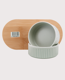 Furbeez Pet Accessories : Ceramic Dual Pet water Food Bowl Green Furbeez