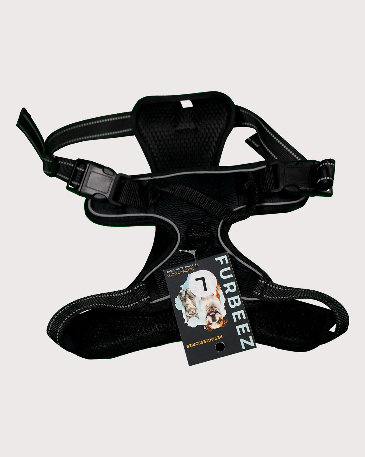 Furbeez Pet Accessories : Dog Harness Black/Large