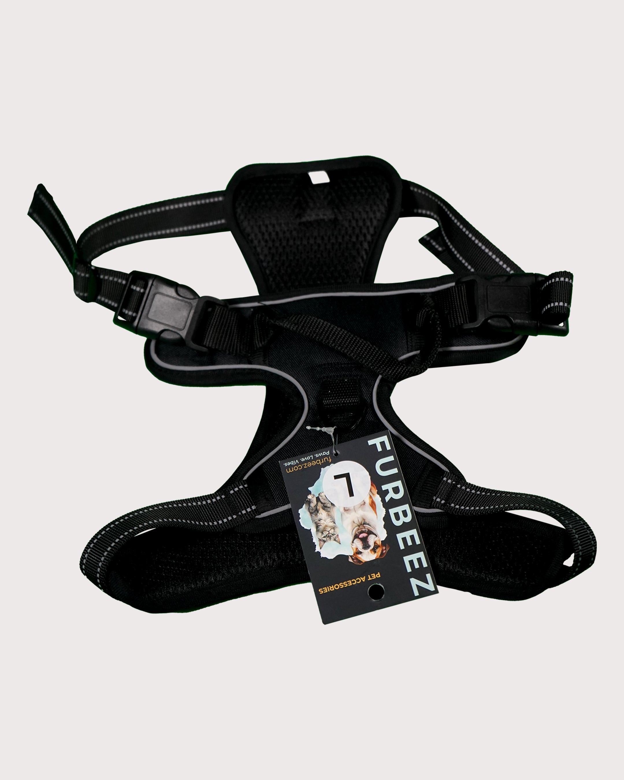 Furbeez Pet Accessories : Dog Harness Black/Large