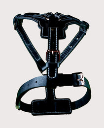 Furbeez Pet Accessories : Black Dog Genuine Leather Harness Large