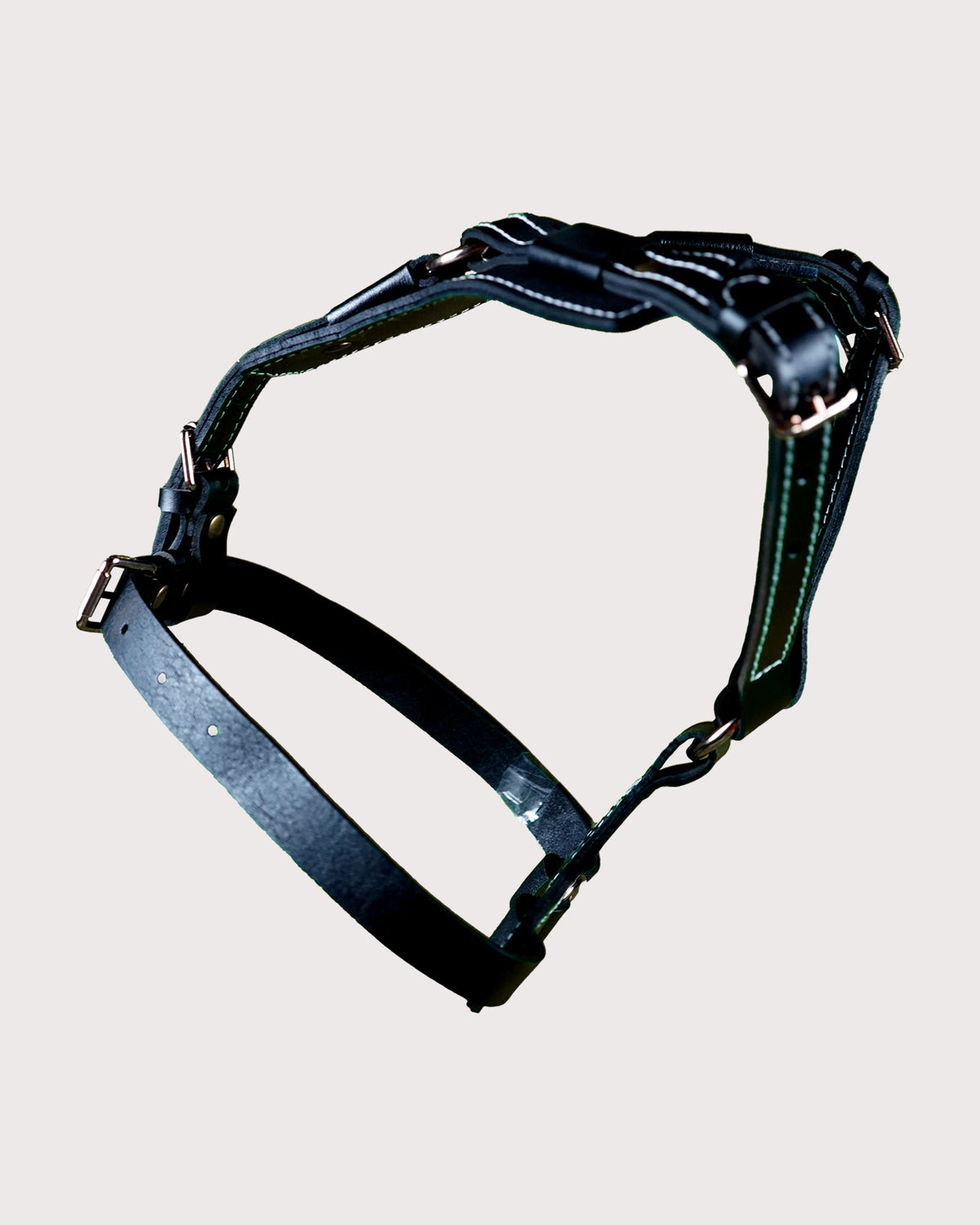 Furbeez Pet Accessories : Black Dog Genuine Leather Harness Large