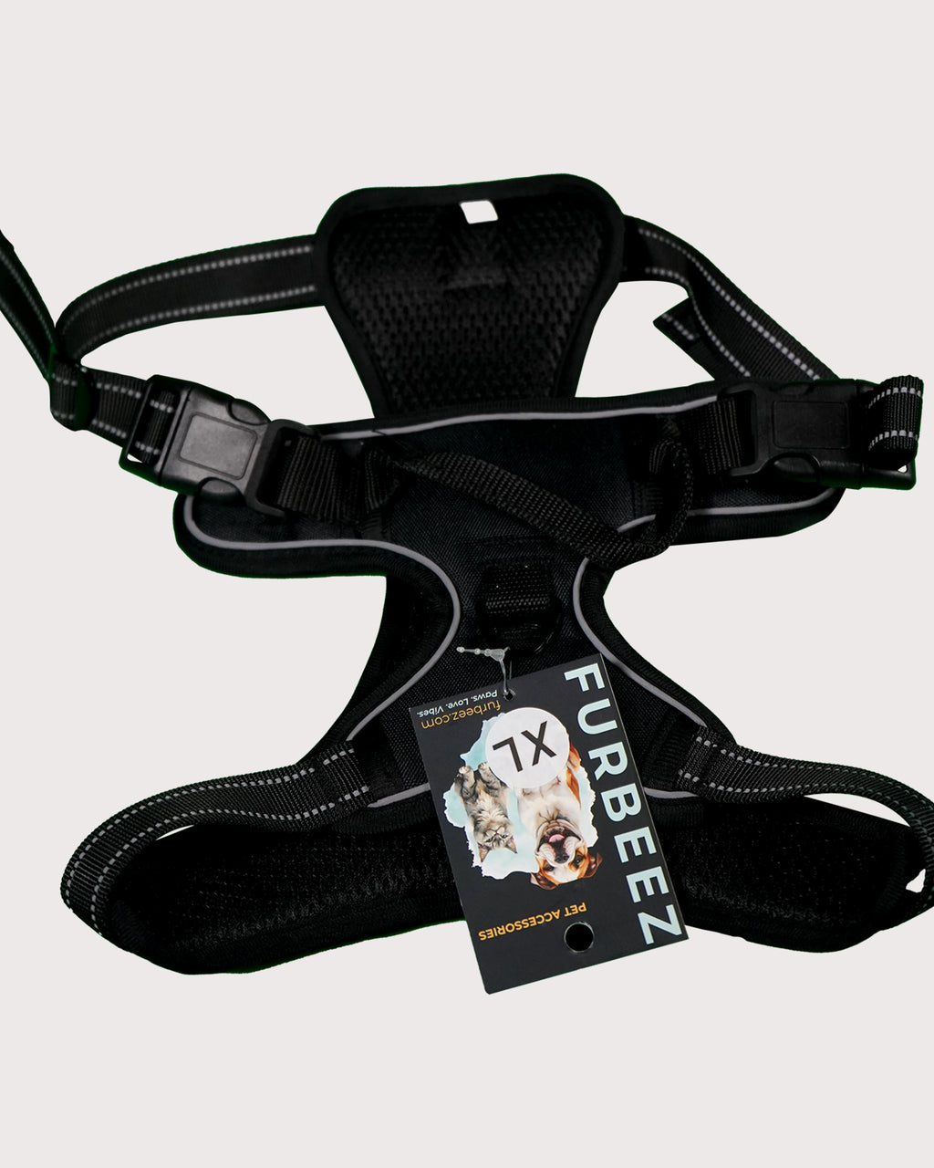 Furbeez Pet Accessories : Dog Harness Black/XL