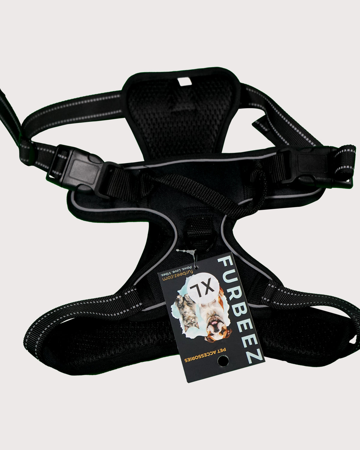 Furbeez Pet Accessories : Dog Harness Black/XL