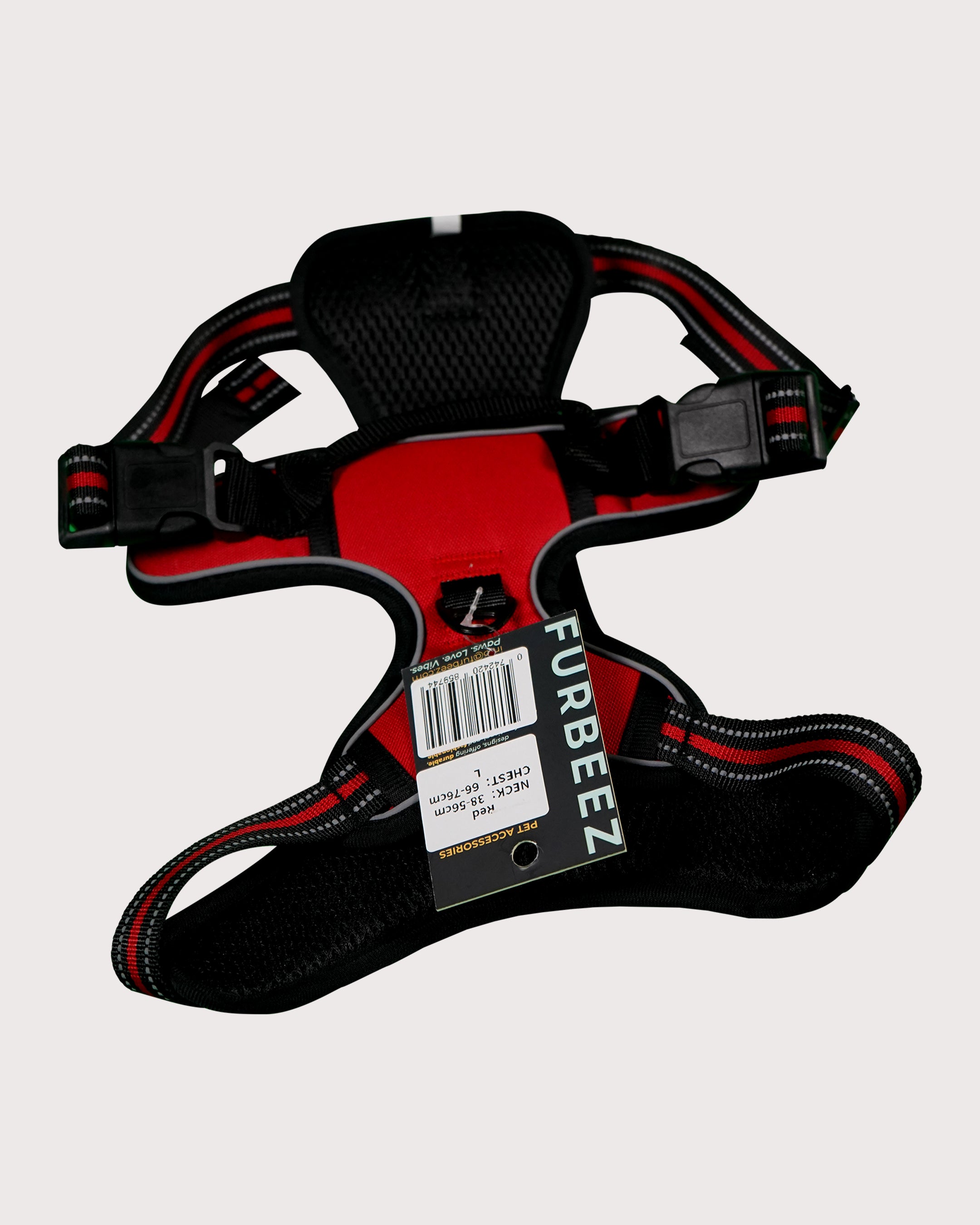Furbeez Pet Accessories : Dog Harness Red/Large