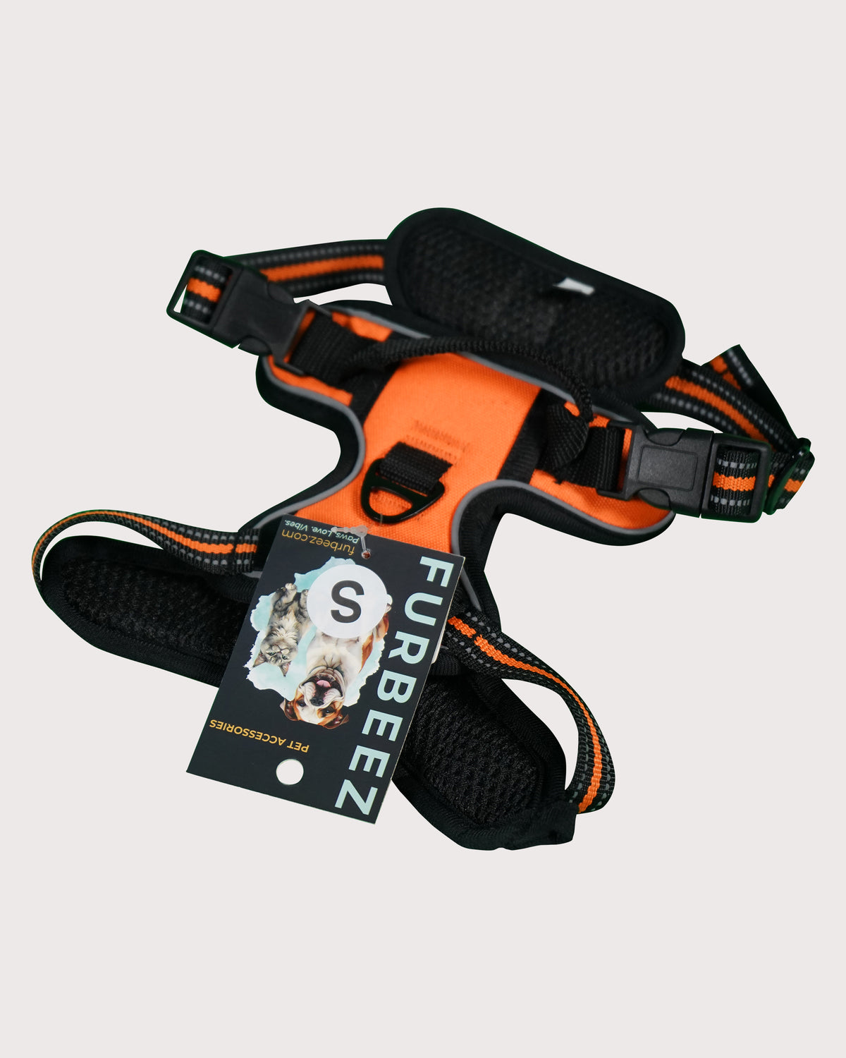 Furbeez Pet Accessories : Dog Harness Orange/Small