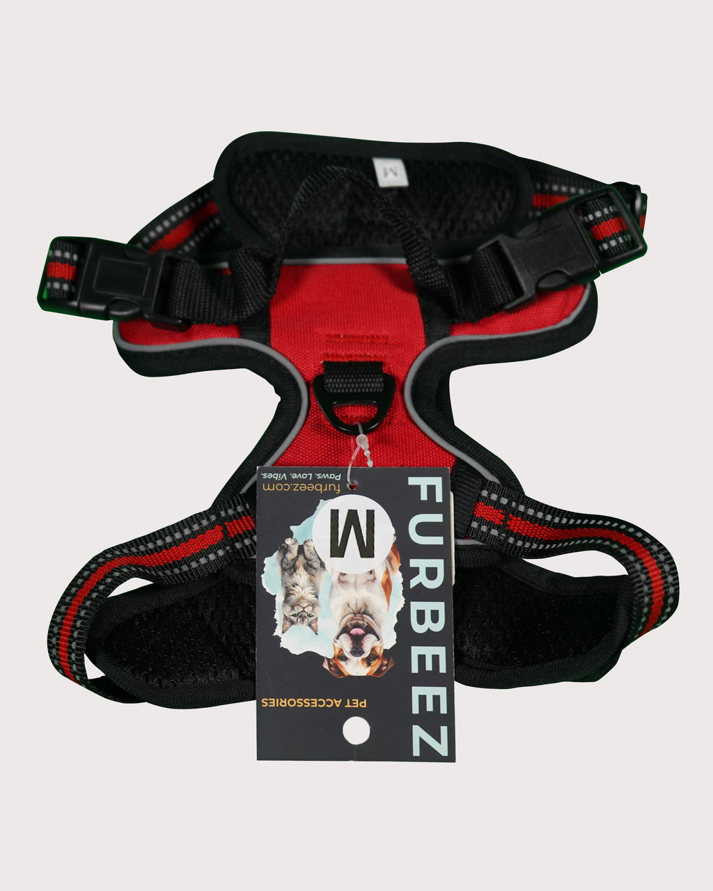 Furbeez Pet Accessories : Dog Harness Red/Medium