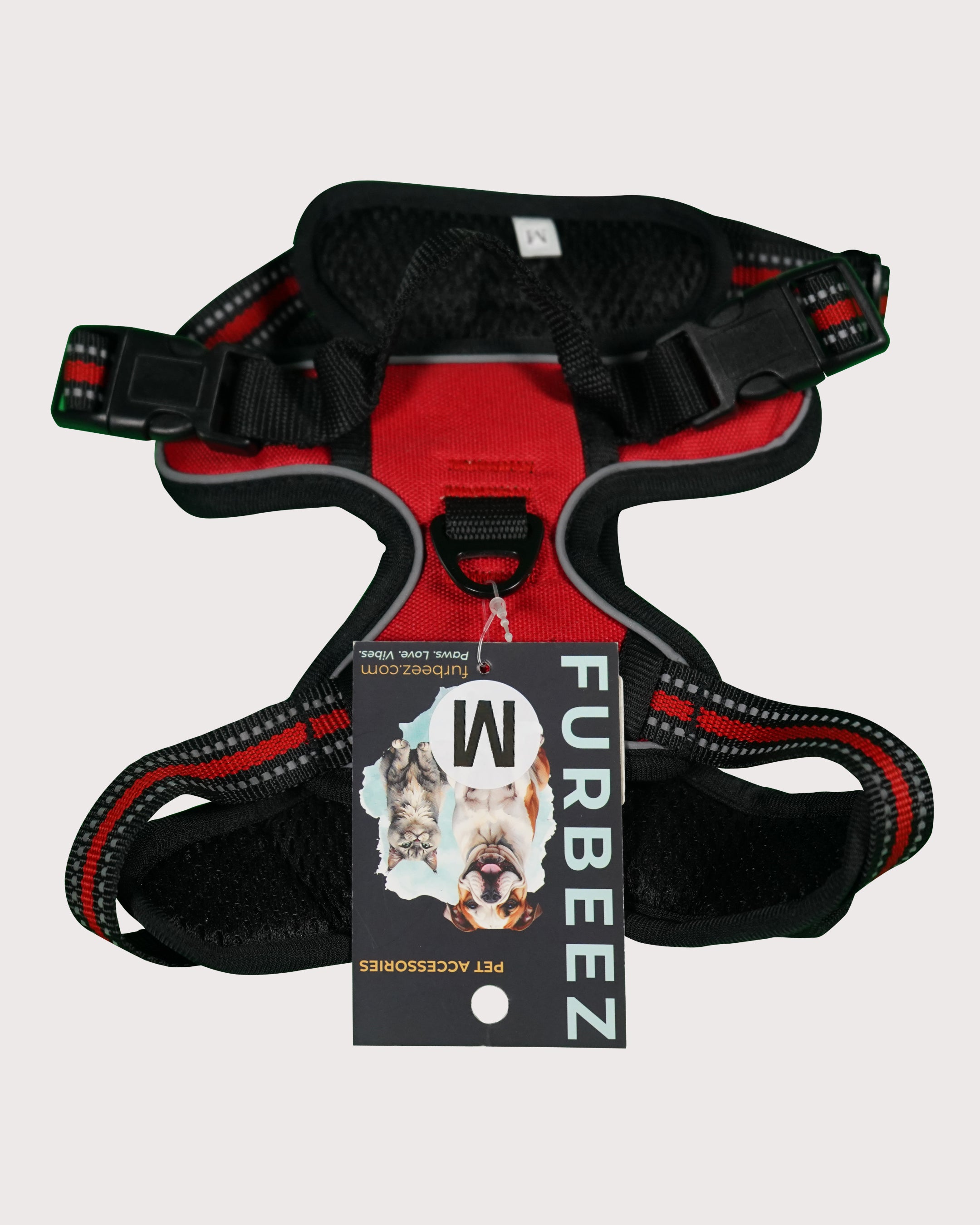 Furbeez Pet Accessories : Dog Harness Red/Medium